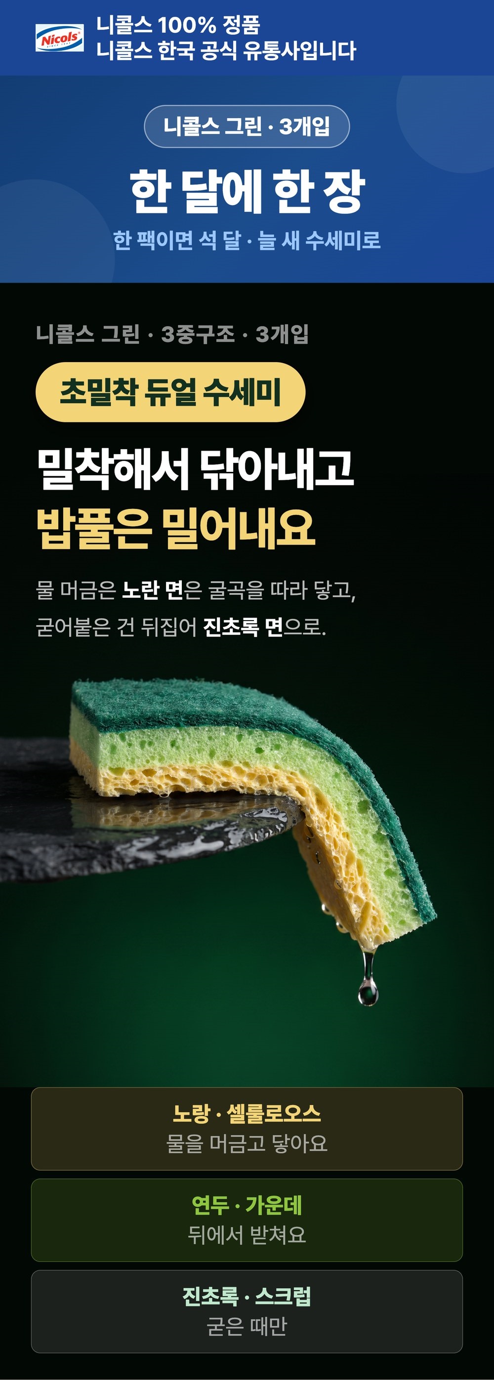 니콜스 다목적 수세미 상세 설명 1